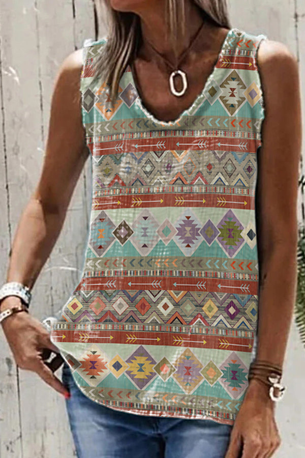 Ethnic Printed Linen Vest