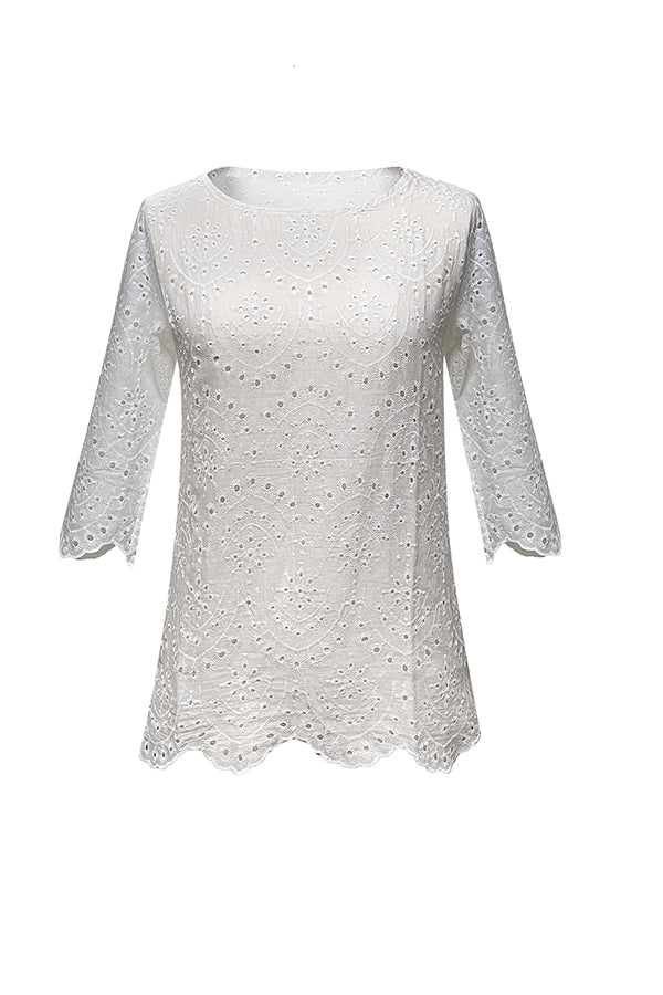 Chic Casual Eyelet Lace Blouse