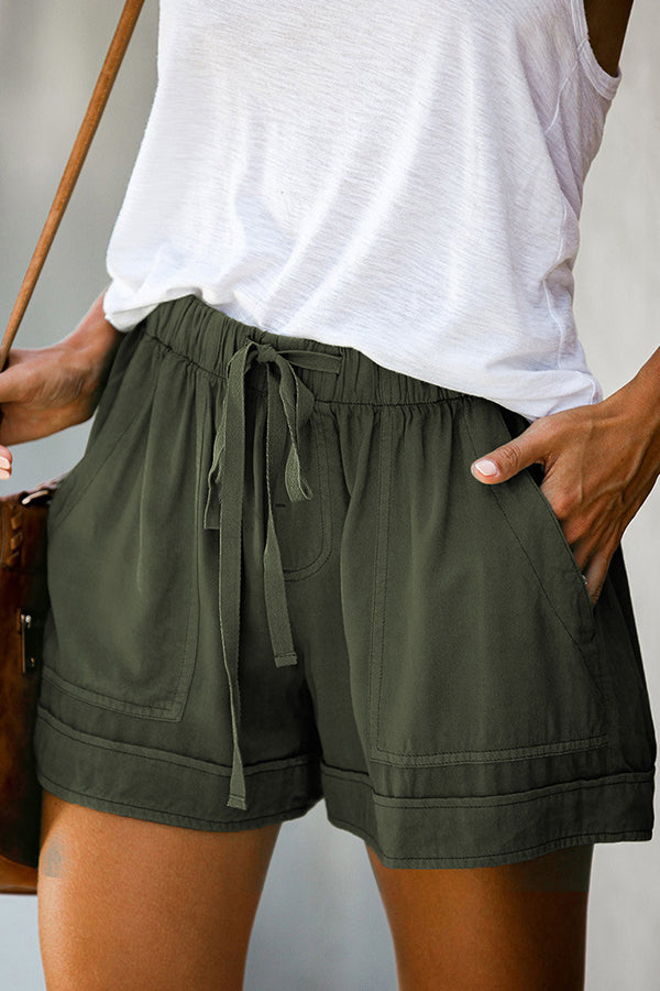 Women's Summer Shorts with Drawstring Elastic Waist and Pockets