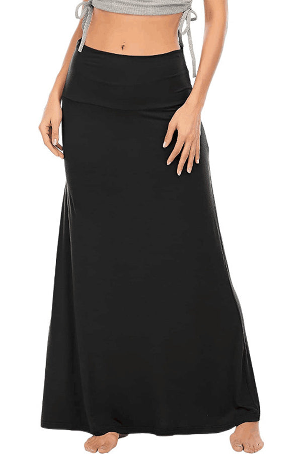 Wrap Asymmetric Stretch High Waist Draped Flowy Skirt