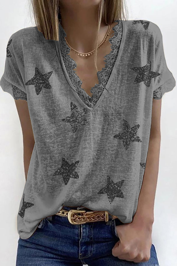 Sequined Star Loose T-Shirt