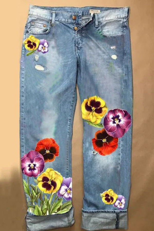 Floral Embroidered Jeans