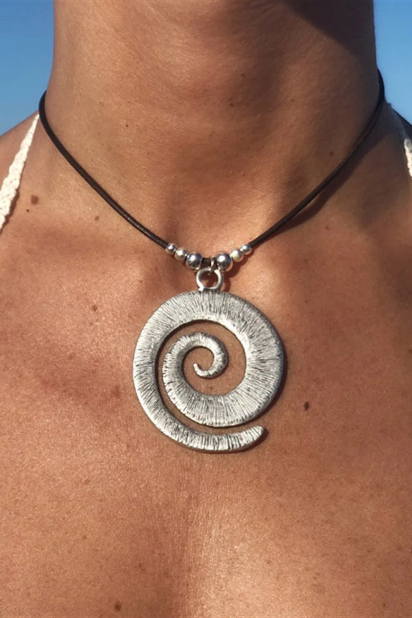 Boho Vintage Spiral Symbol Necklace