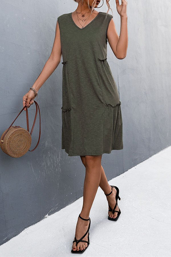 Relaxed Pleated Mini Dress